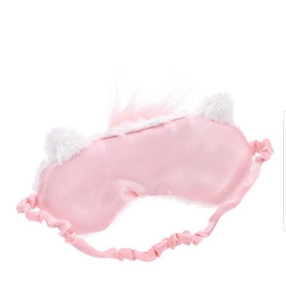 Pink White Silver Unicorn Plush Sleep Mask - Picture 2 of 6